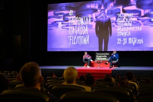 40. TNF: Dzień 2 (23.05.26) - Na scenie Marzenia Kuba Armata i Michał Kwieciński podczas spotkania z publicznością po projekcji filmu "Chopin, Chopin"